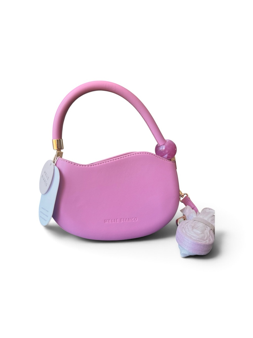 Melie Bianco Pink Crescent-Style Top Handle Shoulder Bag